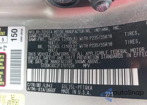 2015 Toyota Sienna Limited Premium 7 Passenger z USA, uszkodzony, nr VIN 5TDDK3DC2FS101256